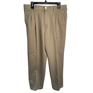 Izod Men's Khaki Pants 34x31 Khaki Pleated Classic Fit